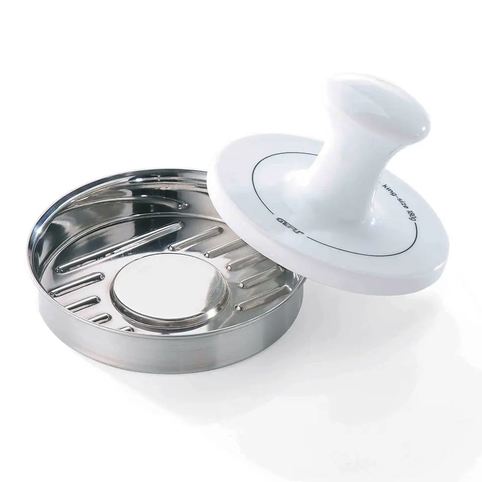 ⁨GEFU SPARK hamburger press Stainless steel, White Porcelain, Stainless steel⁩ at Wasserman.eu