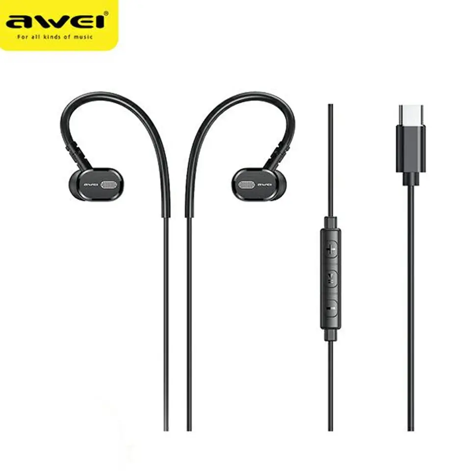 ⁨AWEI słuchawki stereo TC-6 USB-C czarny/black⁩ w sklepie Wasserman.eu