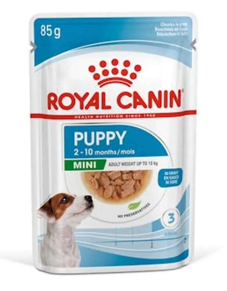 ⁨Royal Canin Mini Puppy wet food in sauce for puppies, from 2 to 10 months of age, small breeds sachet 85g⁩ at Wasserman.eu