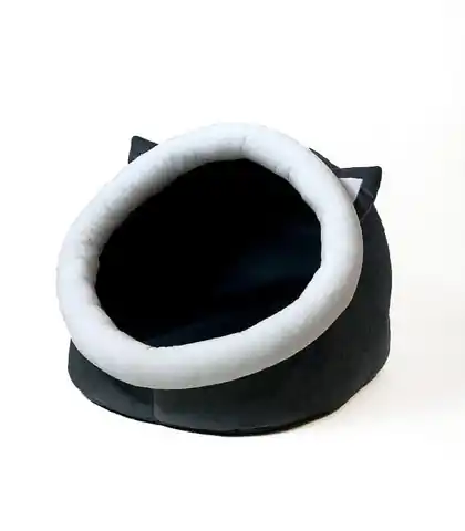 ⁨GO GIFT Budka z uszami dla kota - grafitowo-biały - 40x45x34 cm⁩ w sklepie Wasserman.eu