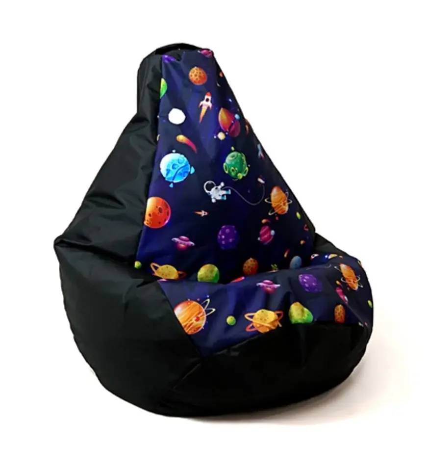 ⁨Sako bag pouffe pear print black-planets L 105 x 80 cm⁩ at Wasserman.eu