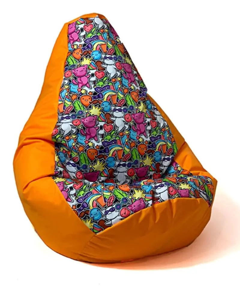 ⁨Sako bag pouffe pear print orange-fairy 2 L 105 x 80 cm⁩ at Wasserman.eu