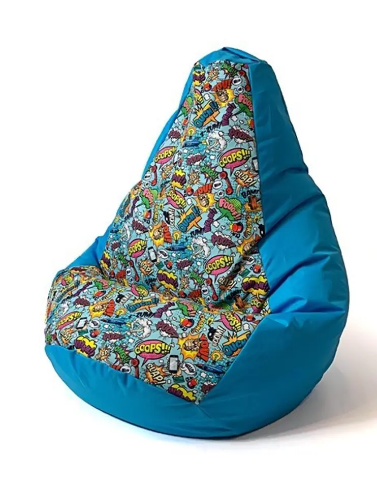 ⁨Sako sack pouffe Pear print blue-striped L 105 x 80 cm⁩ at Wasserman.eu