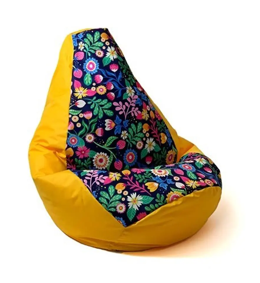 ⁨Sako bag pouffe Pear print yellow-flower L 105 x 80 cm⁩ at Wasserman.eu