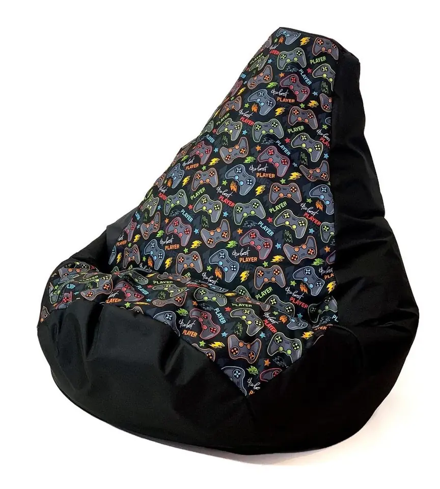 ⁨Sako bag pouffe Pear print black-pad player L 105 x 80 cm⁩ at Wasserman.eu