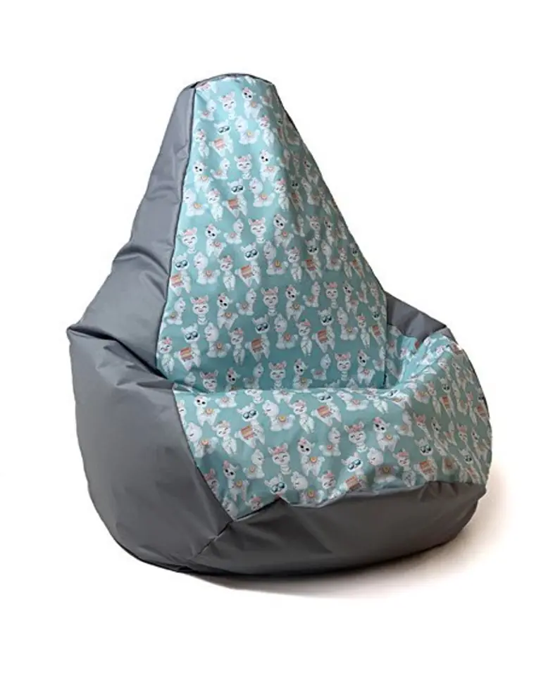 ⁨Sako bag pouffe Pear print grey-lama L 105 x 80 cm⁩ at Wasserman.eu