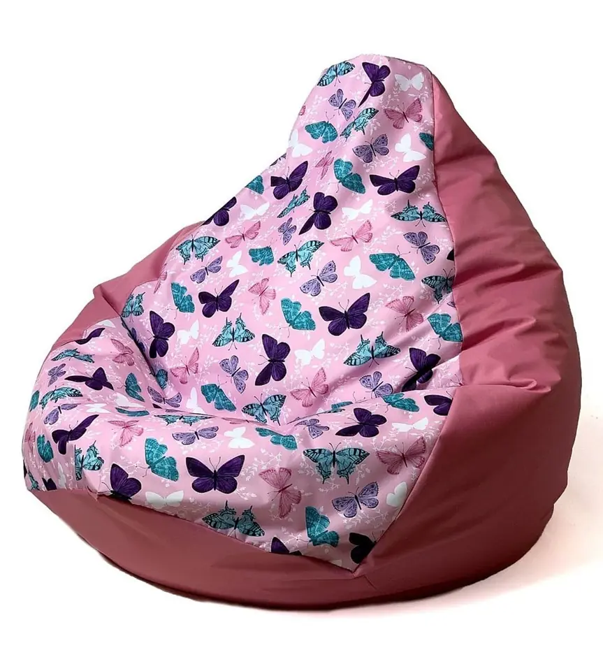 ⁨Sako bag pouffe Pear print dark pink-butterfly L 105 x 80 cm⁩ at Wasserman.eu