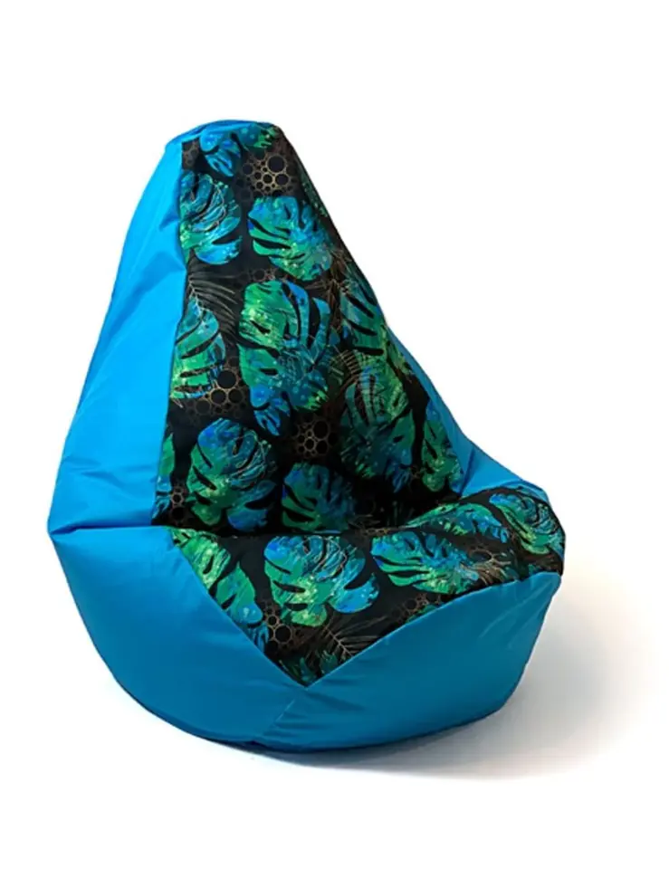 ⁨Sako bag pouffe Pear print blue-monstera L 105 x 80 cm⁩ at Wasserman.eu