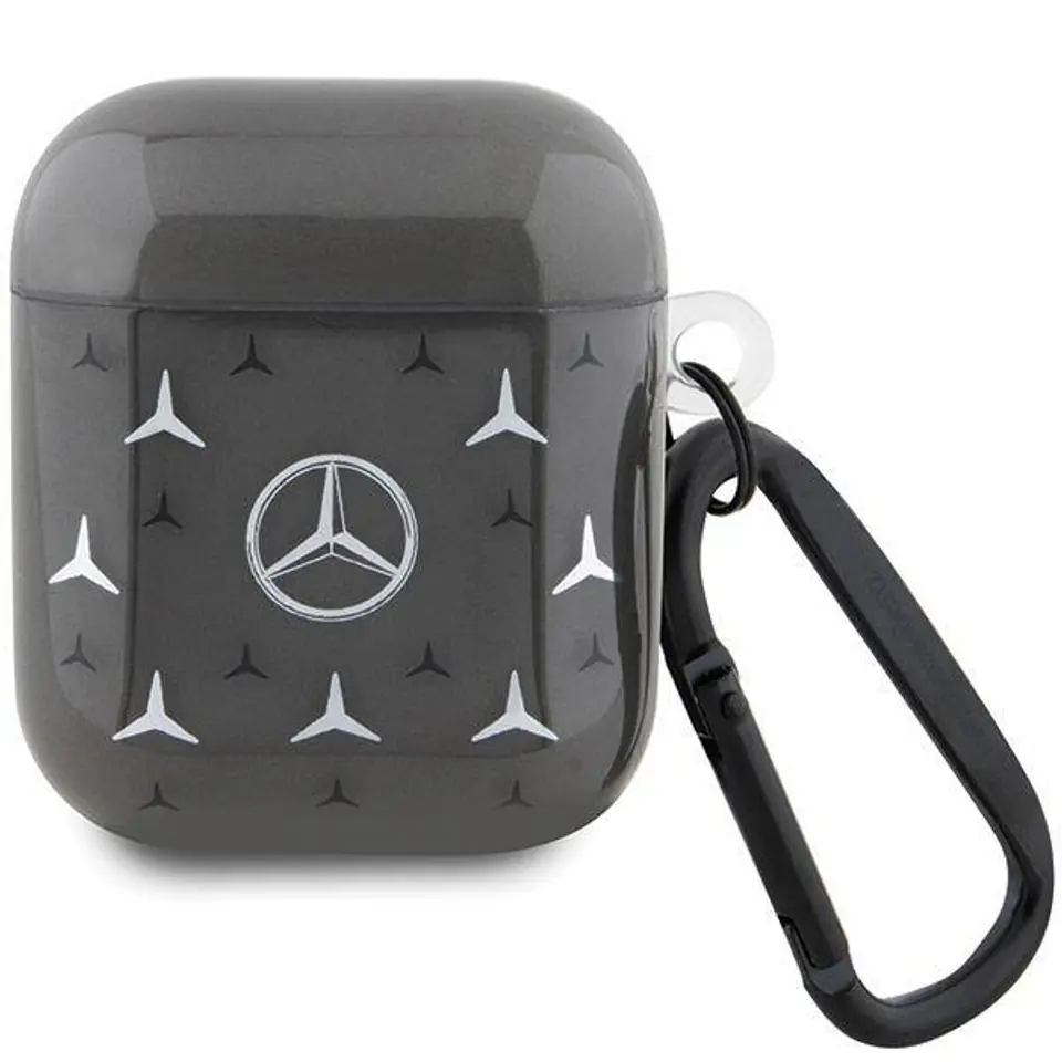 ⁨Oryginalne Etui APPLE AIRPODS PRO 1 / 2 Mercedes Cover Large Star Pattern (MEA28DPMGS) czarne⁩ w sklepie Wasserman.eu