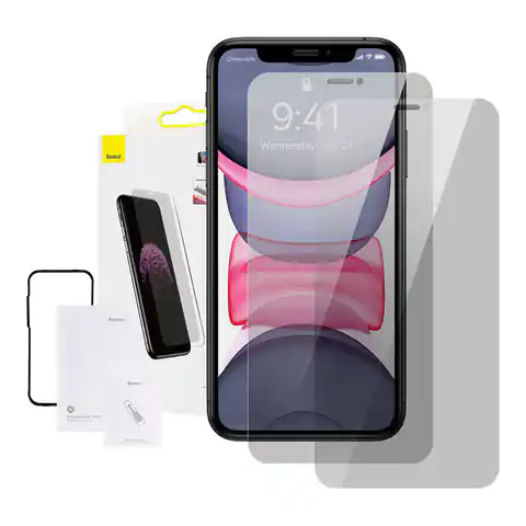 ⁨Tempered Glass with 0.3mm Baseus Privacy Filter for iPhone X/XS/11 Pro⁩ at Wasserman.eu