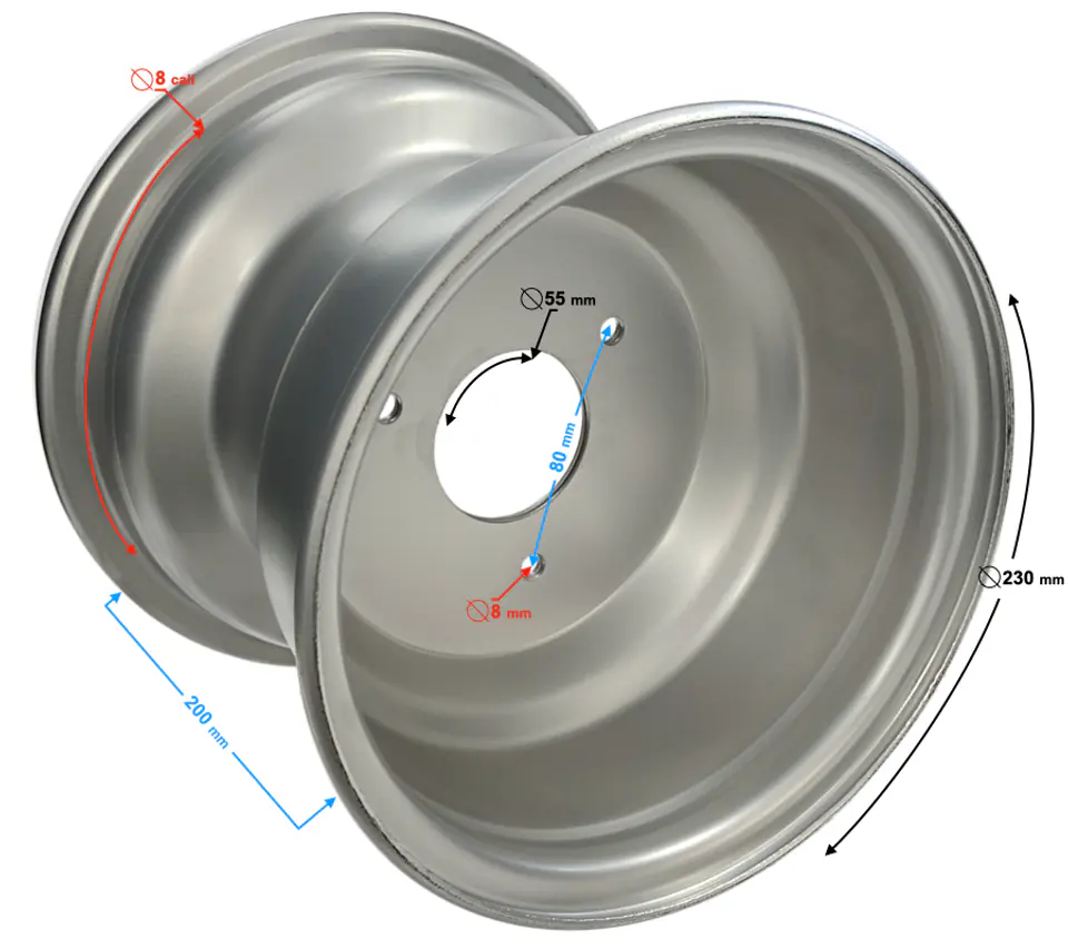 ⁨Felga tylna 8x7 (trzy otwory) ATV⁩ w sklepie Wasserman.eu