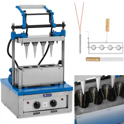 ⁨Waflownica maszyna do wypieku wafli rożków na lody 100-120 wafli / godz. 47 x 112 mm⁩ w sklepie Wasserman.eu