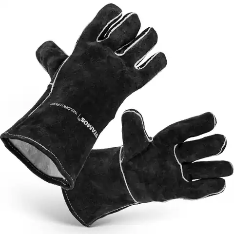 ⁨Rękawice spawalnicze ochronne skórzane MIG MMA TIG czarne - rozmiar XL⁩ w sklepie Wasserman.eu