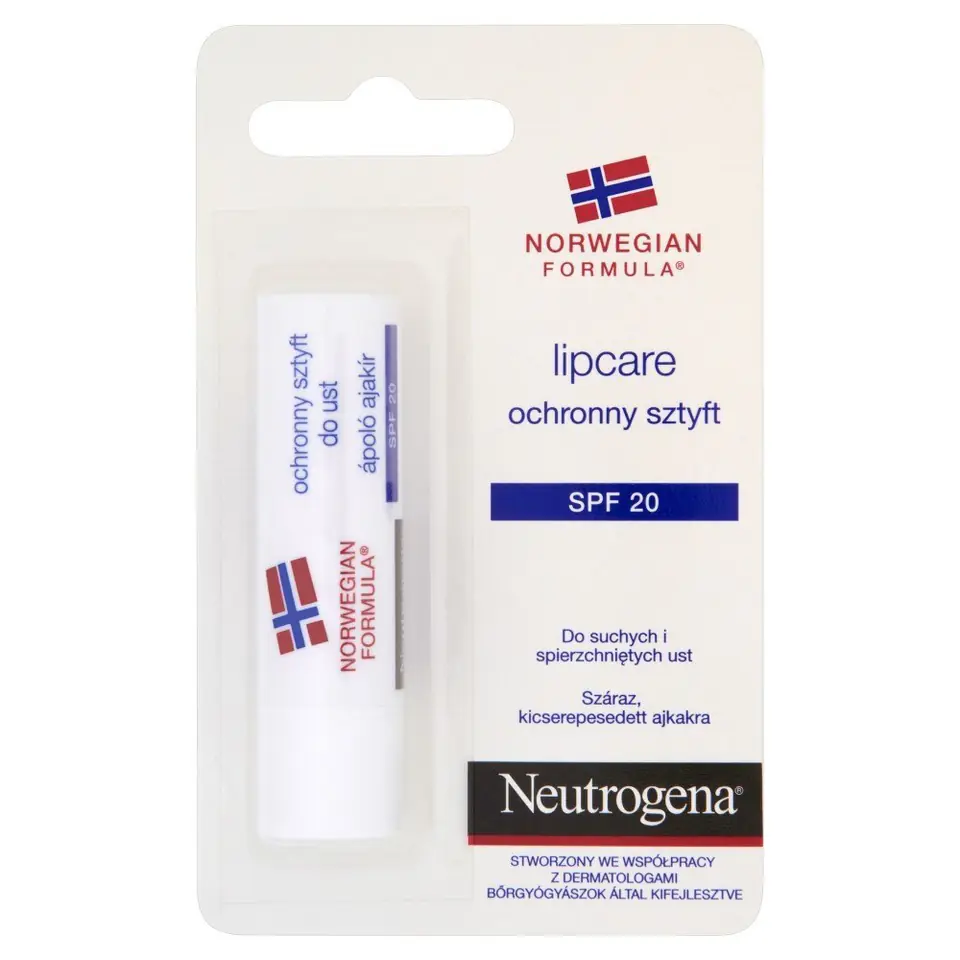 ⁨Neutrogena Formuła Norweska Ochronny sztyft do ust SPF 20 4.80g⁩ w sklepie Wasserman.eu