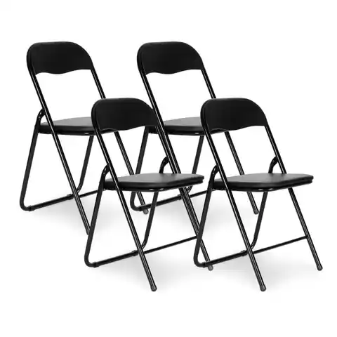 ⁨Zestaw krzeseł składane cateringowe ogrodowe czarne 4 szt.⁩ w sklepie Wasserman.eu