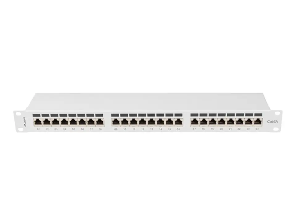 ⁨LANBERG PATCH PANEL 24 PORT 1U 19" KAT.6A FTP SZARY PPSA-1024-S⁩ w sklepie Wasserman.eu