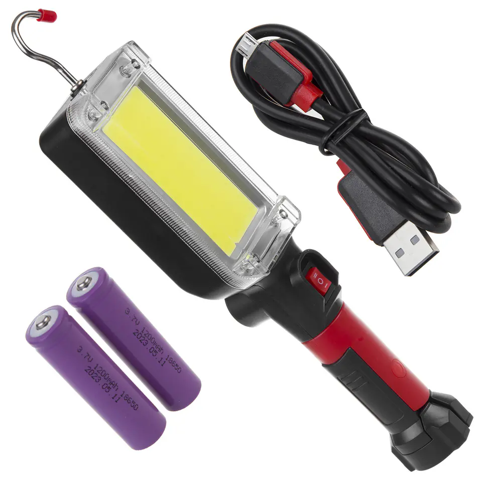 ⁨Maclean magnetic COB workshop lamp, 2x1200mAh, 700lm, USB Type-C/Micro USB, MCE307⁩ at Wasserman.eu