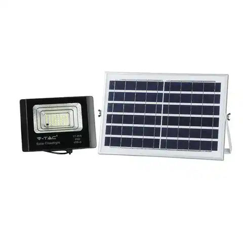 ⁨V-TAC 12W Black IP65 Solar LED Projector, Remote Control, Timer VT-25W 4000K 550lm⁩ at Wasserman.eu