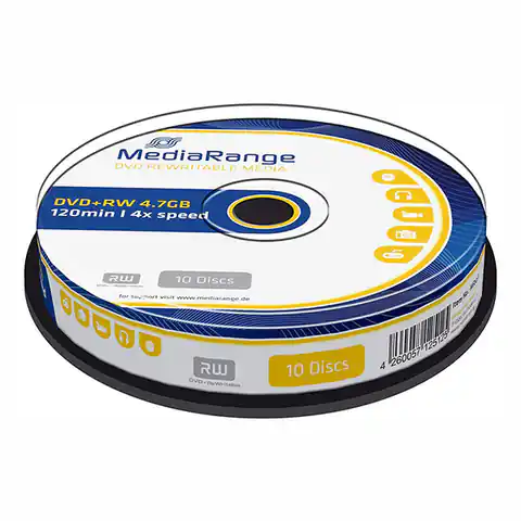 ⁨Mediarange DVD+RW, Double Layer Gnkjet Printable, MR451, 4.7GB, 4x, cake box, 10-pack, bez możliwości nadruku, 12cm, do archiwizac⁩ w sklepie Wasserman.eu