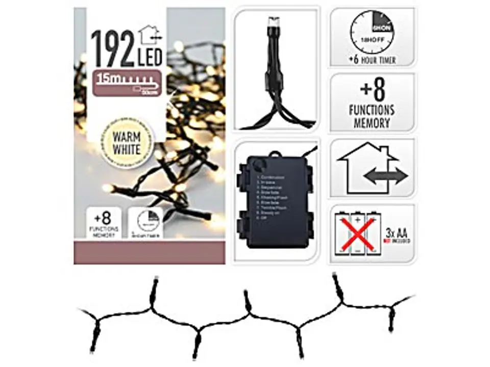 ⁨Lampki zewn. 192LED 14,5m ciepłe⁩ w sklepie Wasserman.eu