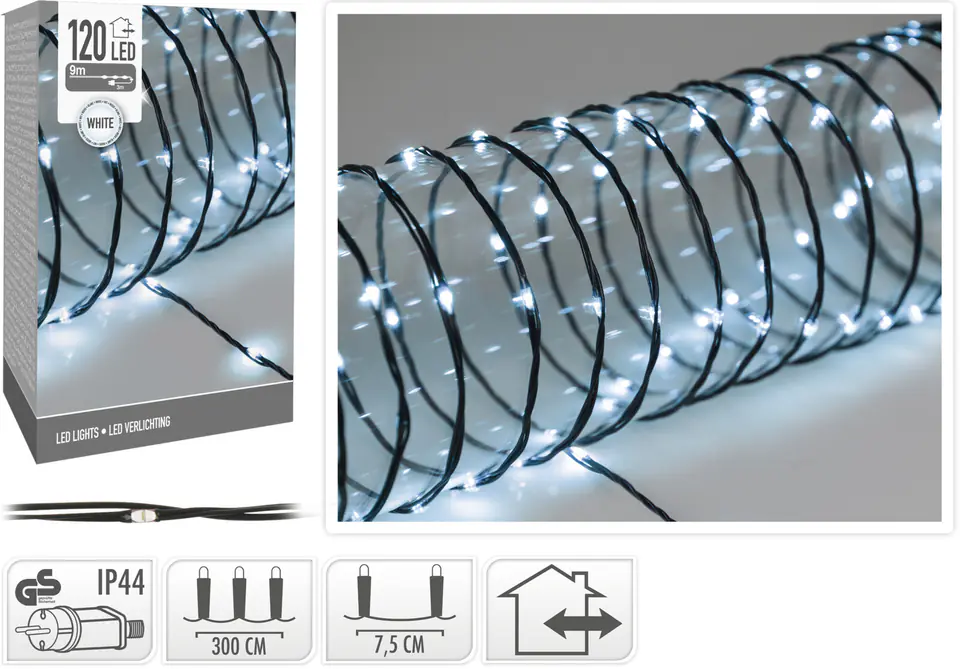 ⁨ŁAŃCUCH ŚWIETLNY 120LED WHITE9m⁩ w sklepie Wasserman.eu