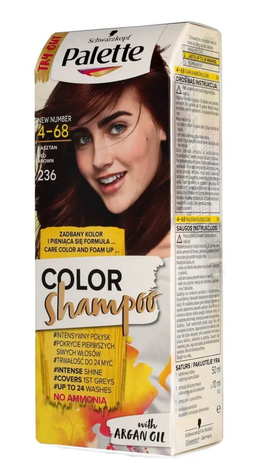 ⁨Palette Color Shampoo Coloring Shampoo No. 4-68 (236) Chestnut 1op.⁩ at Wasserman.eu
