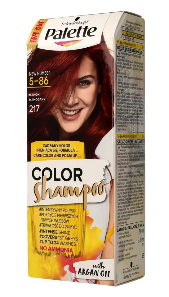 ⁨Palette Color Shampoo Szampon koloryzujący nr 5-86 (217) Mahoń 1op.⁩ w sklepie Wasserman.eu