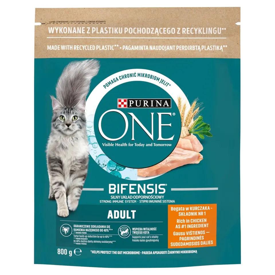 ⁨PURINA One Bifensis Adult Bogata w Kurczaka i Pełne Ziarna - sucha karma dla kota - 800 g⁩ w sklepie Wasserman.eu