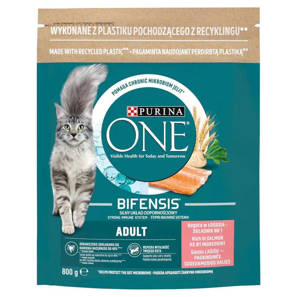 ⁨PURINA One Bifensis Adult Salmon - dry cat food - 800 g⁩ at Wasserman.eu