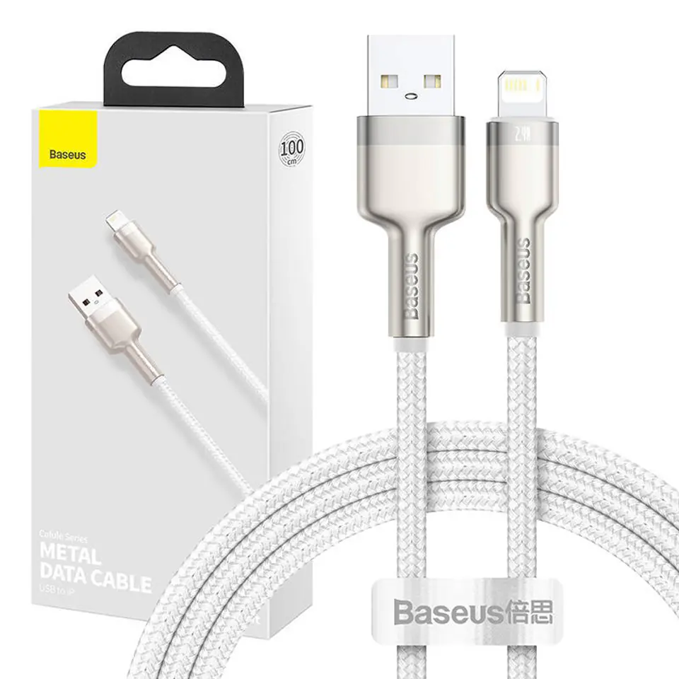 ⁨Kabel USB do Lightning Baseus Cafule, 2.4A, 1m (biały)⁩ w sklepie Wasserman.eu