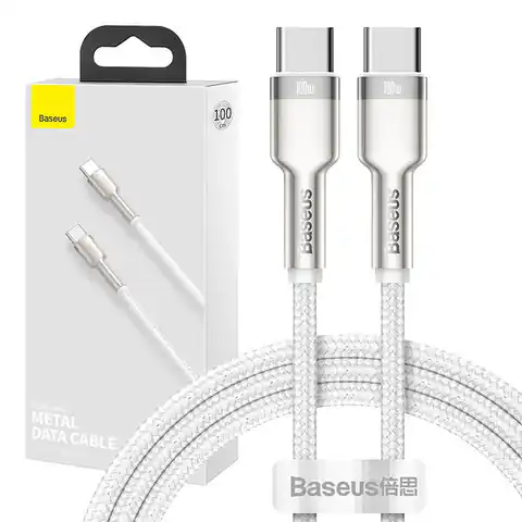 ⁨Kabel USB-C do USB-C Baseus Cafule, 100W, 1m (biały)⁩ w sklepie Wasserman.eu