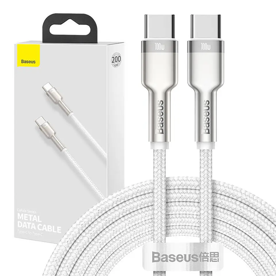 ⁨Kabel USB-C do USB-C Baseus Cafule, 100W, 2m (biały)⁩ w sklepie Wasserman.eu