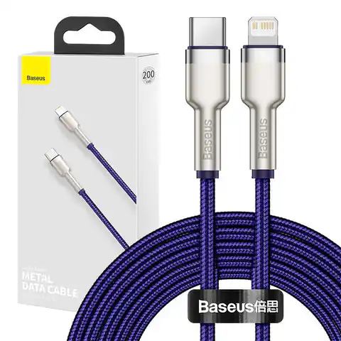 ⁨USB-C Cable for Lightning Baseus Cafule, 20W, 2m (Purple)⁩ at Wasserman.eu