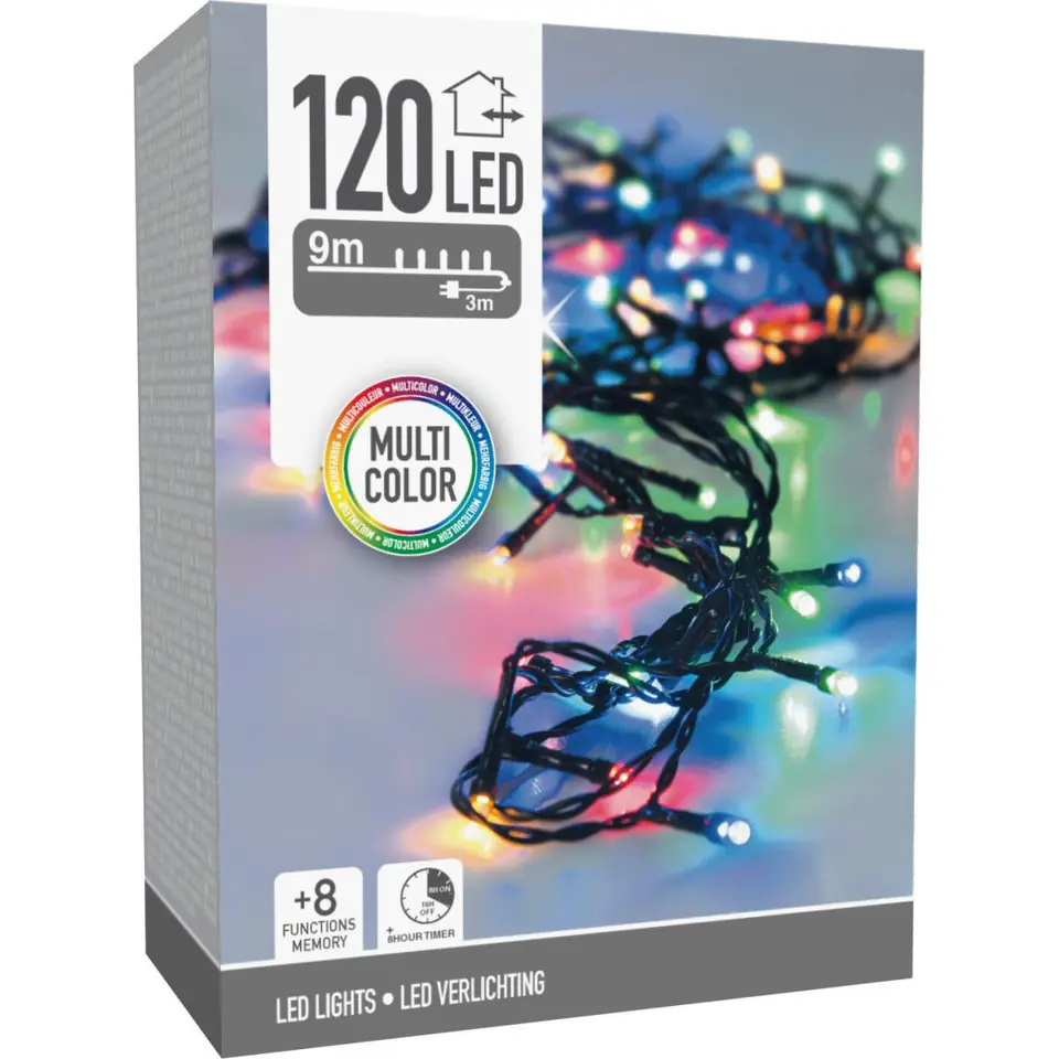 ⁨LAMPKI CHOINKOWE ŁAŃCUCH ŚWIETLNY 120 LED TIMER MULTIKOLOR⁩ w sklepie Wasserman.eu