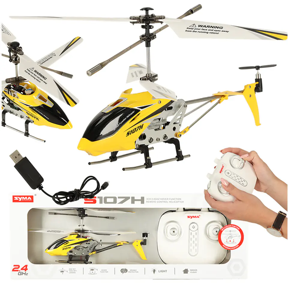 ⁨Helikopter zdalnie sterowany na pilota RC SYMA S107H 2.4GHz RTF żółty⁩ w sklepie Wasserman.eu