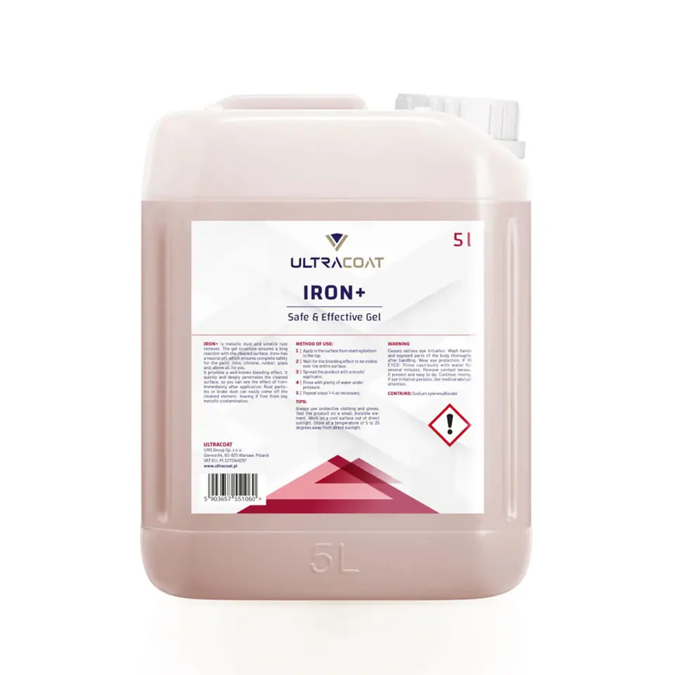 ⁨Ultracoat Iron+ 5L - usuwanie zabrudzeń metalicznych i lotnej rdzy⁩ w sklepie Wasserman.eu