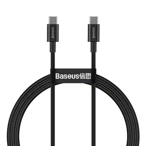 ⁨Superior kabel przewód USB-C USB-C Quick Charge FCP 100W 5A 20V 1m czarny⁩ w sklepie Wasserman.eu