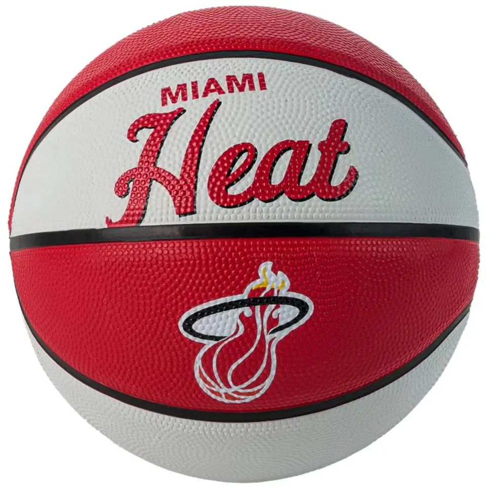 ⁨Piłka do koszykówki Wilson Team Retro Miami Heat Mini Ball Jr (kolor Biały. Czerwony, rozmiar 3)⁩ w sklepie Wasserman.eu