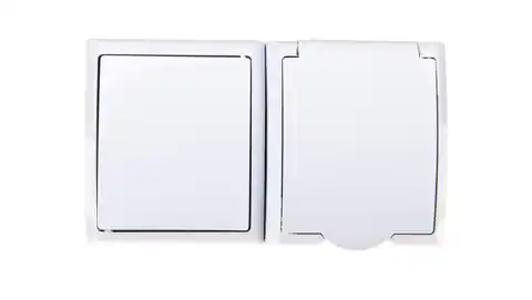 ⁨WAVE Hermetic switch single + socket with flap white ZH-Ł1G/00/w⁩ at Wasserman.eu