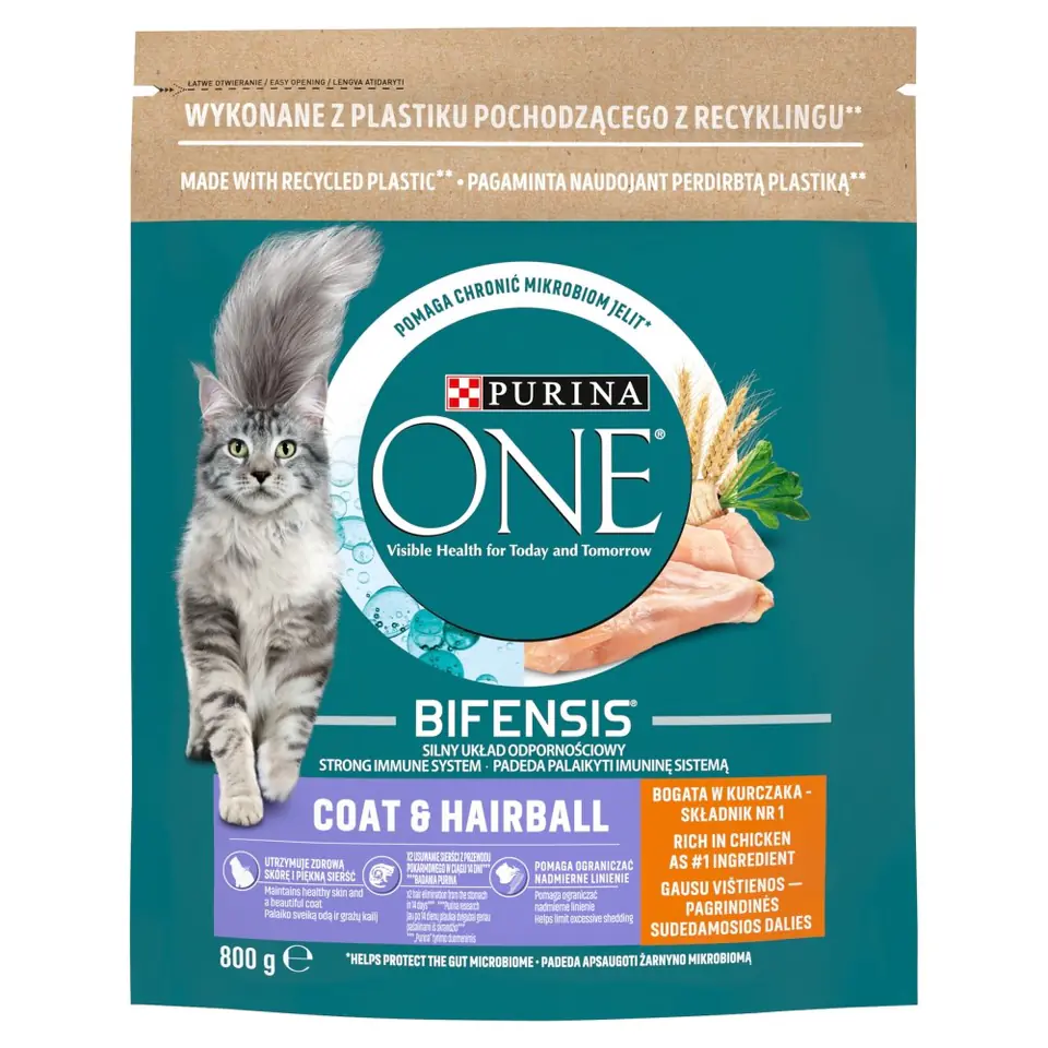 ⁨PURINA One Bifensis Coat & Hairball Kurczak - sucha karma dla kota - 800 g⁩ w sklepie Wasserman.eu