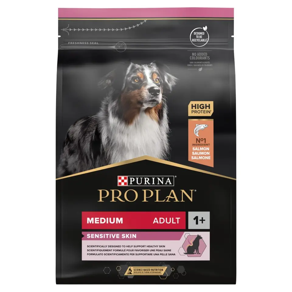 ⁨PURINA Pro Plan Sensitive Skin Medium Adult Łosoś - sucha karma dla psa - 3 kg⁩ w sklepie Wasserman.eu