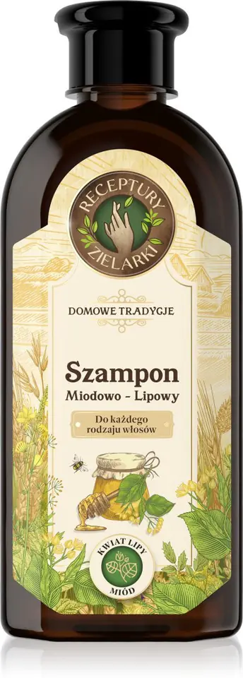 ⁨RECEPTURY ZIELARKI Domowe Tradycje Szampon miodowo-lipowy do każdego rodzaju włosów 350ml⁩ w sklepie Wasserman.eu