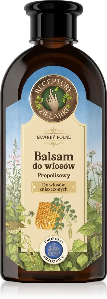 ⁨RECEPTURY ZIELARKI Skarby Polne Balsam z propolisem brzozowym do włosów zniszczonych 350ml⁩ w sklepie Wasserman.eu