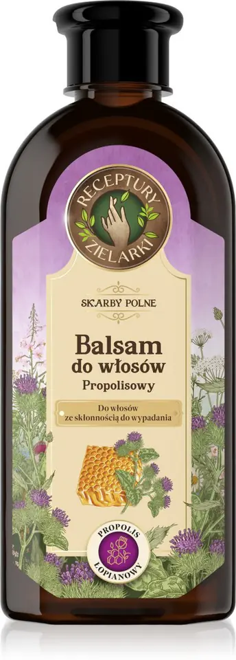 ⁨RECEPTURY ZIELARKI Skarby Polne Balsam z propolisem łopianowym do włosów wypadających 350ml⁩ w sklepie Wasserman.eu