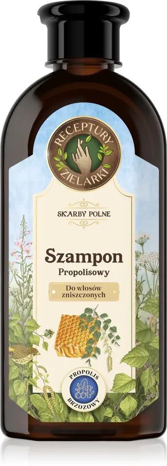 ⁨RECEPTURY ZIELARKI Skarby Polne Szampon z propolisem brzozowym do włosów zniszczonych 350ml⁩ w sklepie Wasserman.eu