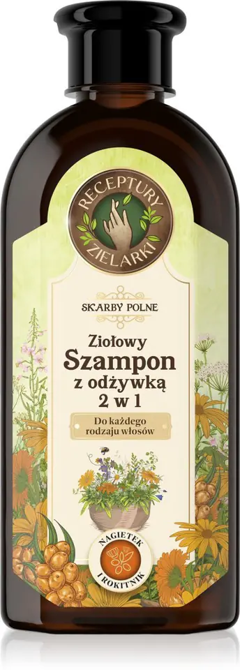 ⁨RECEPTURY ZIELARKI Skarby Polne Ziołowy Szampon z odżywką 2w1 do każdego rodzaju włosów 350ml⁩ w sklepie Wasserman.eu