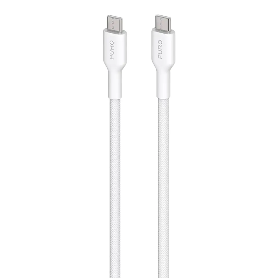 ⁨PURO Fabric - Kabel w oplocie heavy duty USB-C do USB-C 1,2m (biały)⁩ w sklepie Wasserman.eu