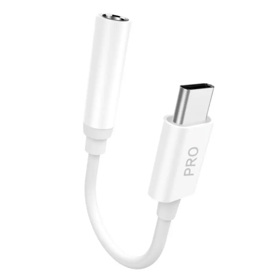 ⁨Dudao adapter audio przejściówka do słuchawek z USB Typ C na mini jack 3,5 mm biały (L16CPro white)⁩ w sklepie Wasserman.eu