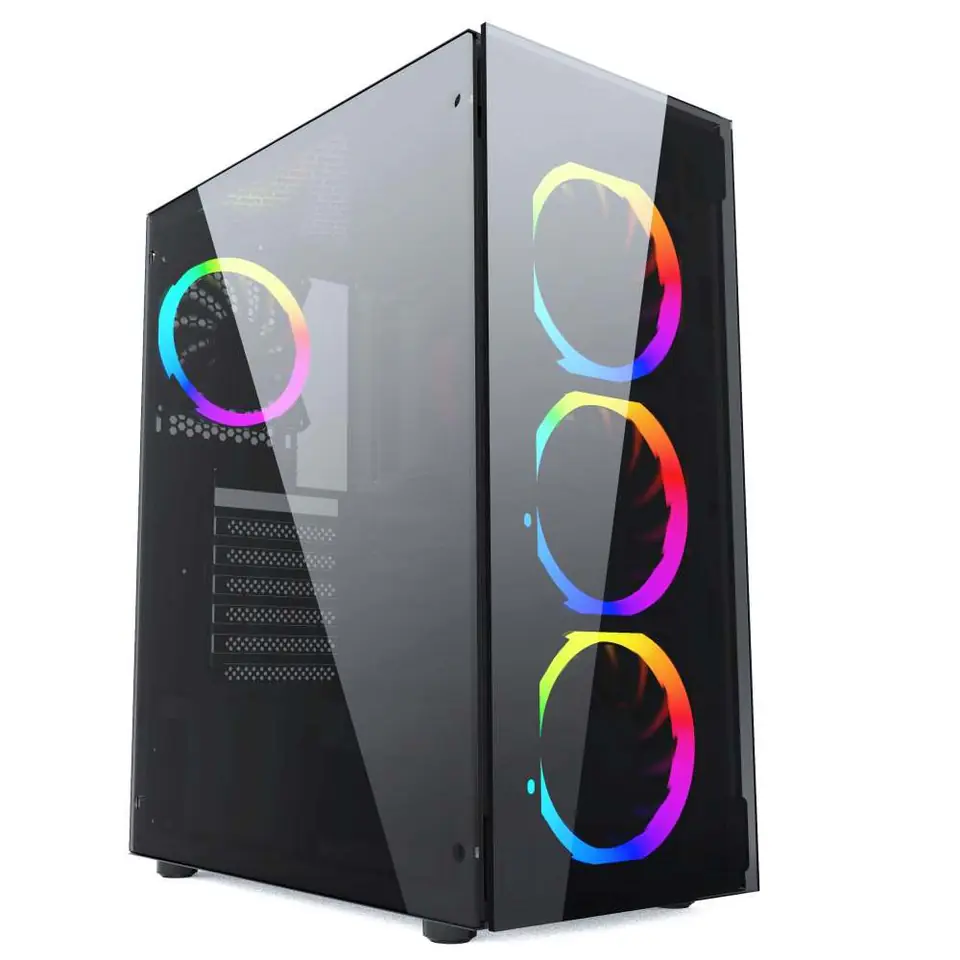 ⁨GEMBIRD OBUDOWA FORNAX 1500RGB MIDI-TOWER (2X USB 3.0, HD AUDIO, 4X FAN, PRZEZROCZYSTY PANEL BOCZNY) CZARNA⁩ w sklepie Wasserman.eu