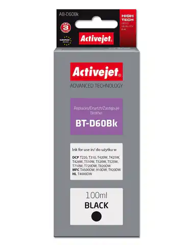 ⁨Activejet Ink Bottle AB-D60Bk (Replacement for Brother BT-D60Bk; Supreme; 100 ml; black)⁩ at Wasserman.eu